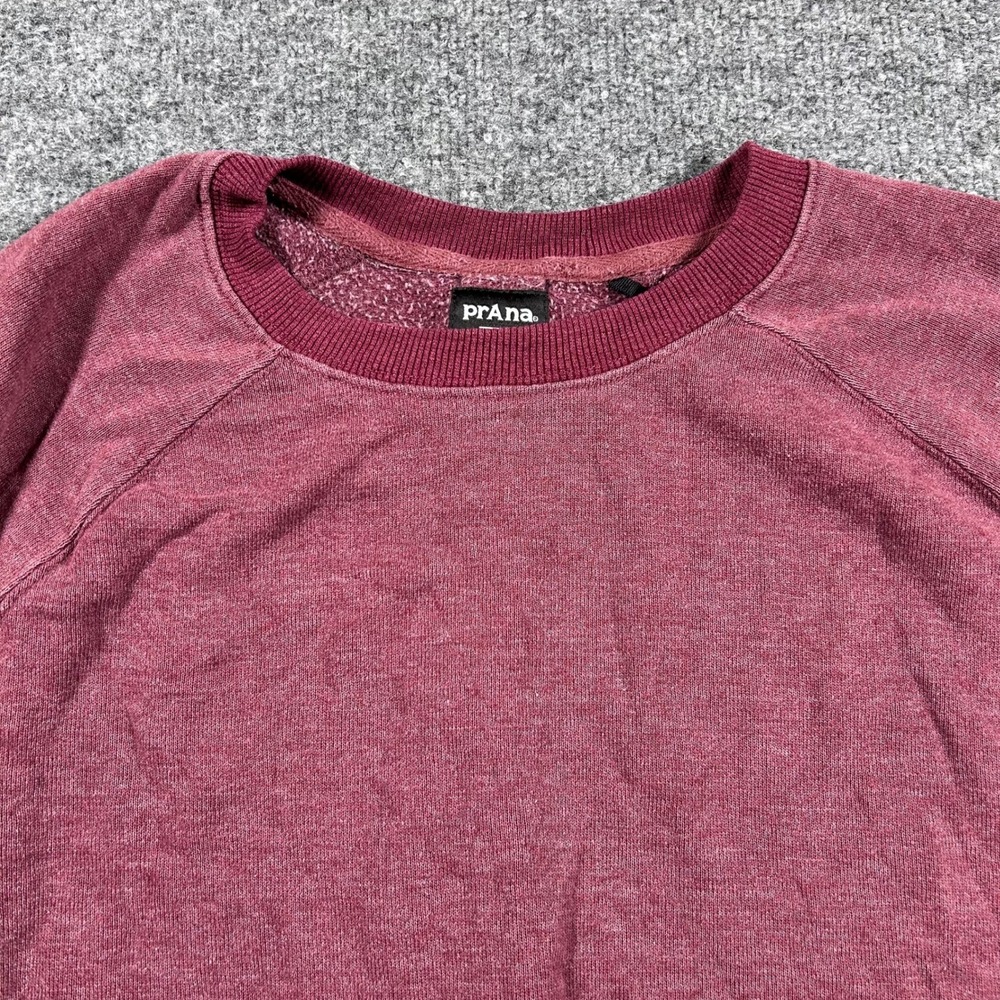 Prana Sweatshirt Womens Size L Burgundy Heathered Raglan Sleeve Crewneck Casual